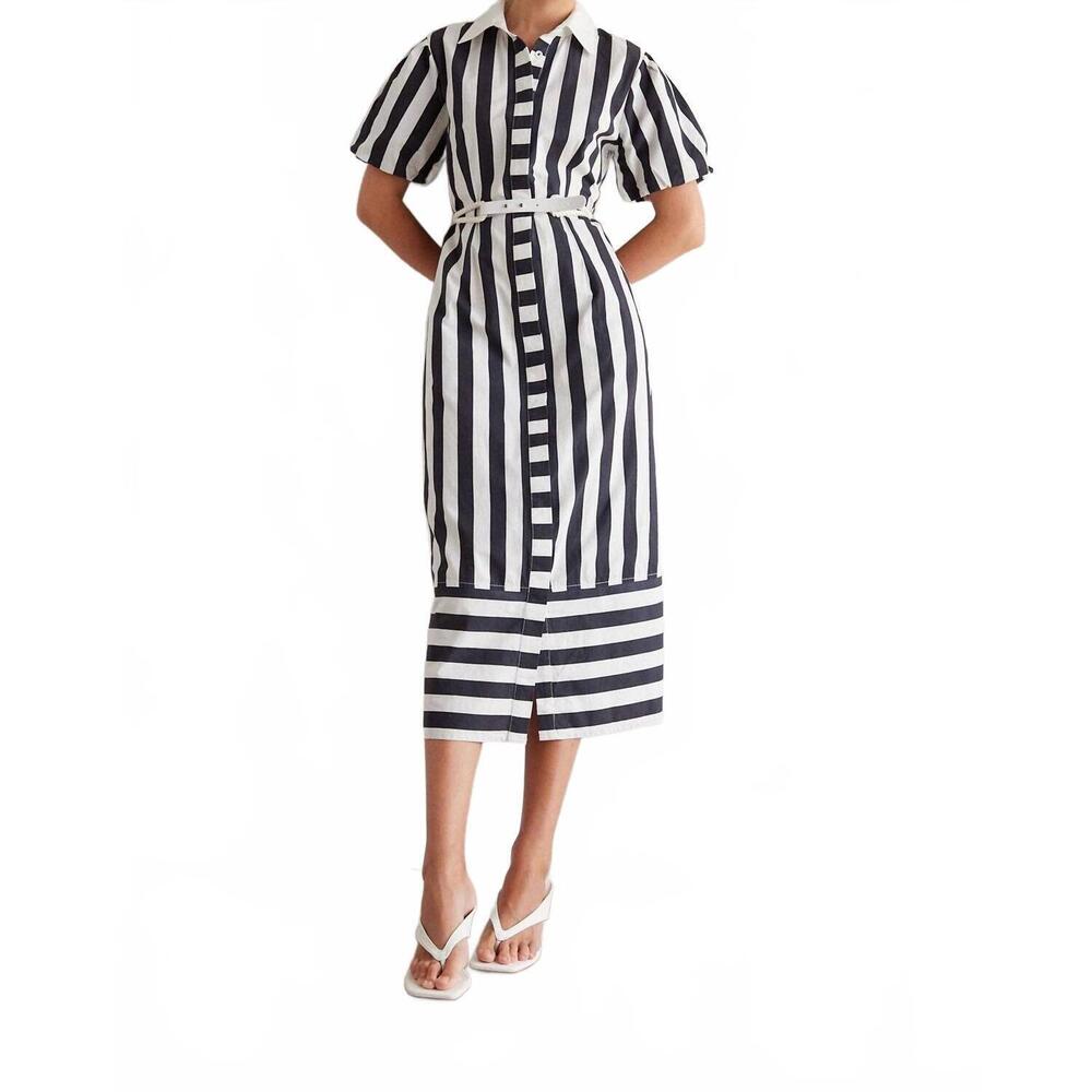 NEW JS71 marella midi dress in black and white stripe
